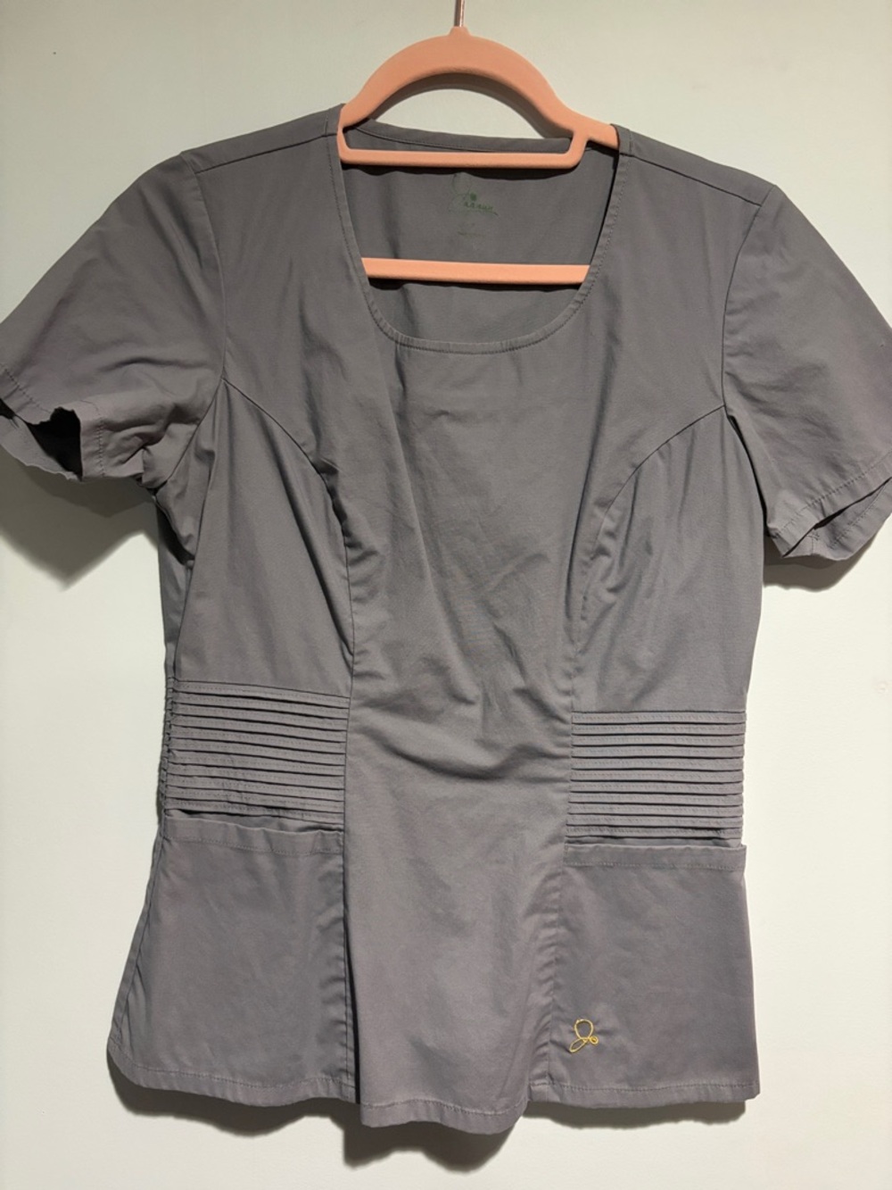 Jaanuu Gray Scoop Neck Medical Scrub Top